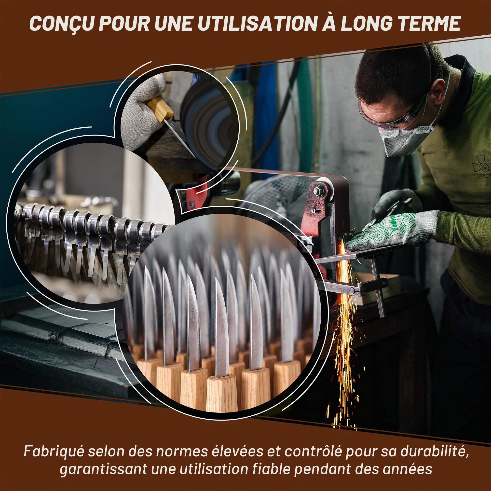 BeaverCraft S13L ensemble d'outils de sculpture sur bois pour cuillère à sculpter le cuir et le composé de polissage couteaux à découper pour gaucher