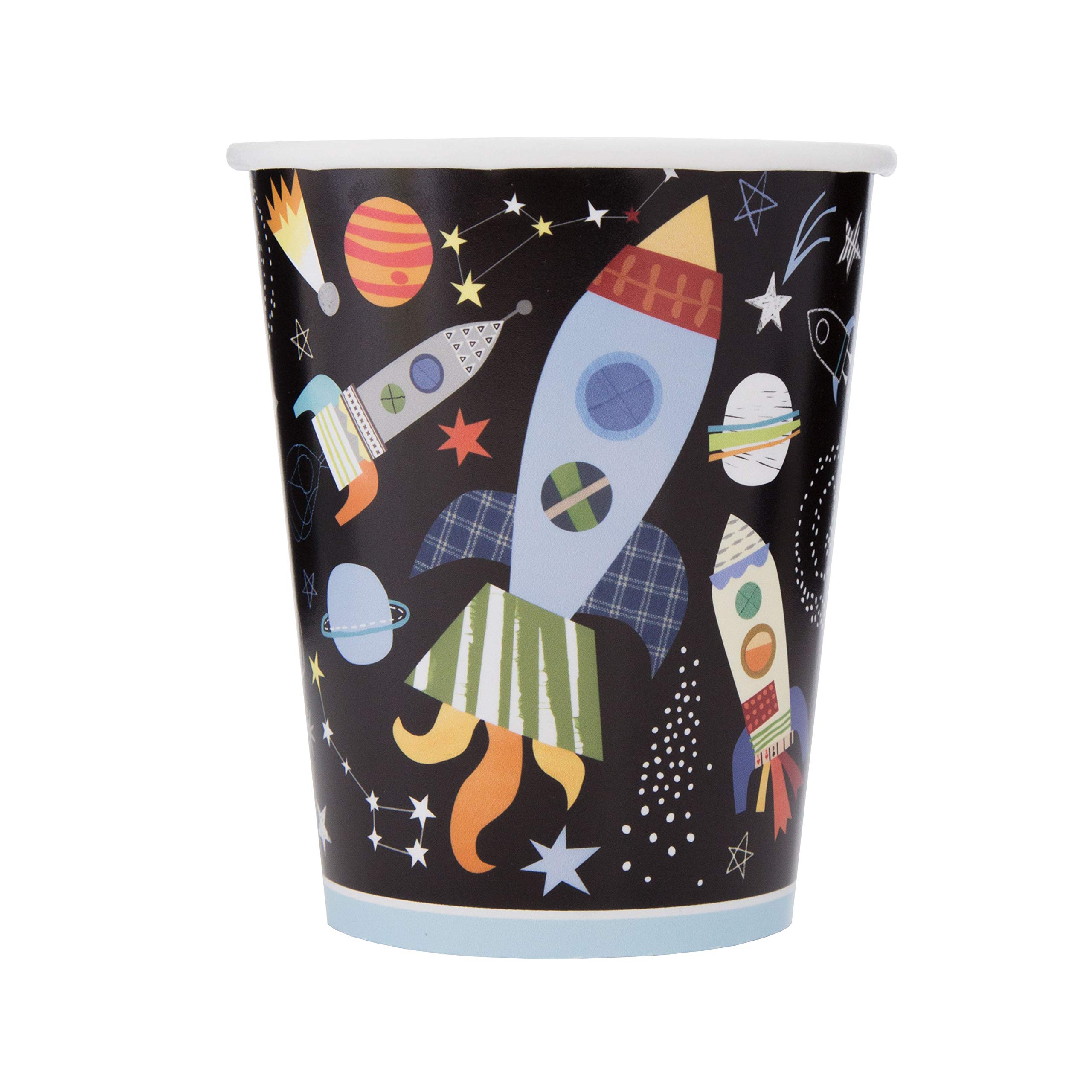 Unique 73266EU - Plastic Free Paper Cups - 266 ml - Outer Space Party - 8 Count (Pack of 1)