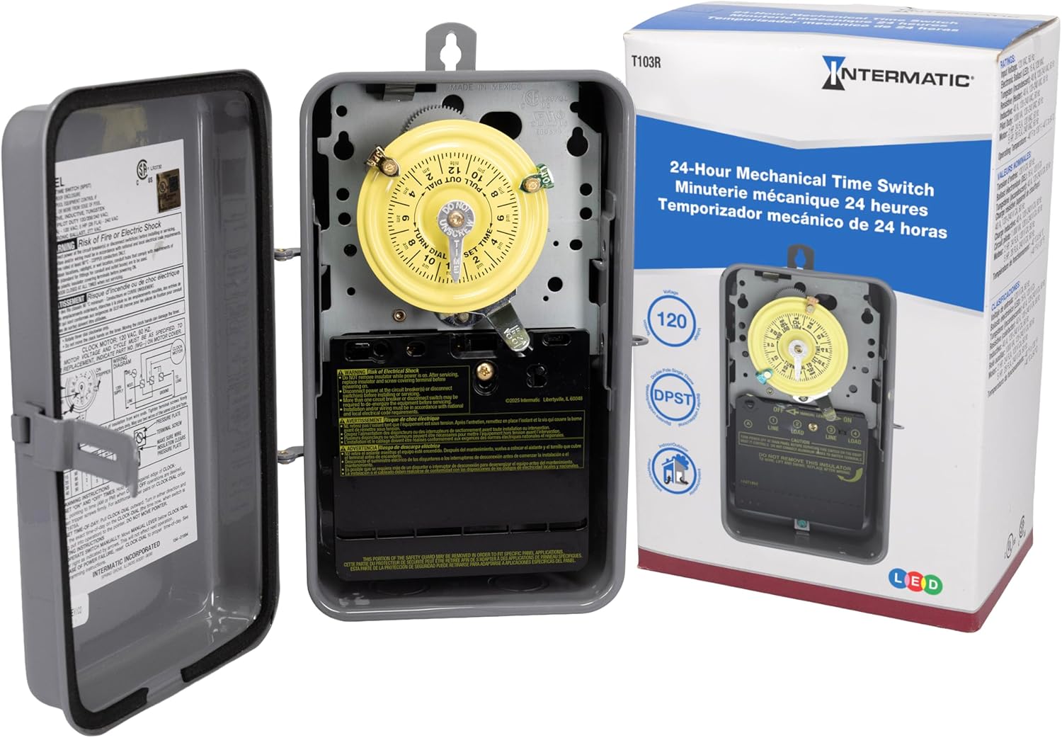 Intermatic T103R DPST 125V 40A NEMA 3R 24-Hour Timer