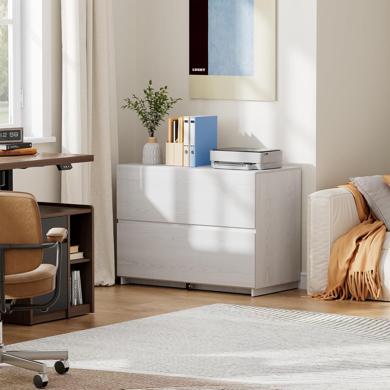 ModernMate Lateral File Cabinet 2 Drawer, 31.5" Wood Filing Cabinet for Home Office and Business, Holds Letter & Legal Hanging Files, Doubles as Printer Stand with Ample Storage, White