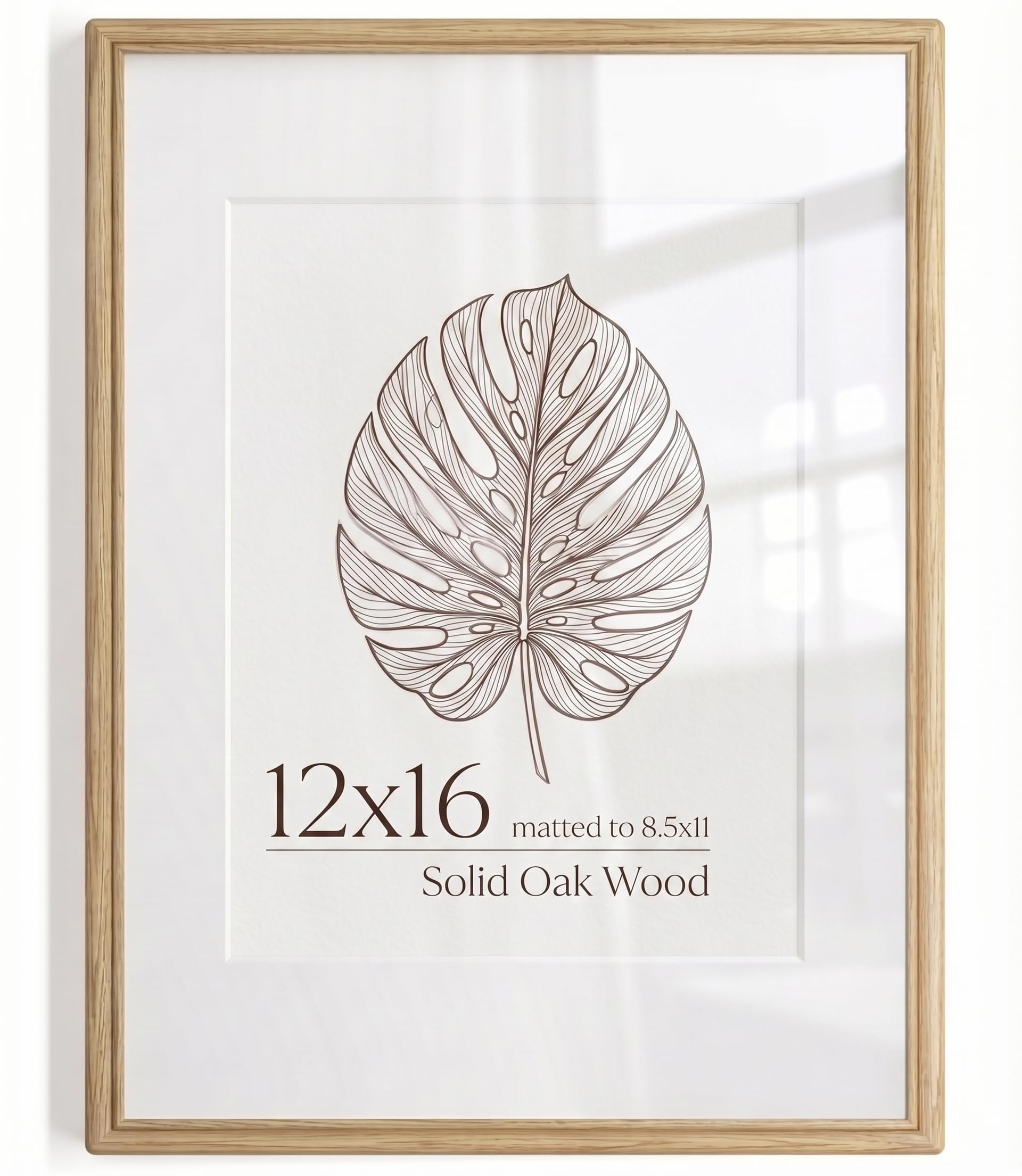 KovaScape Picture Frame, Solid Oak Wood Frame, Double Arc Round Corner Hand Craft Document Frame, 12x16 Matted to 8.5x11, 12 by 16 Frame with HD Real Glass,Wall Display,Pack of 1 — image 1