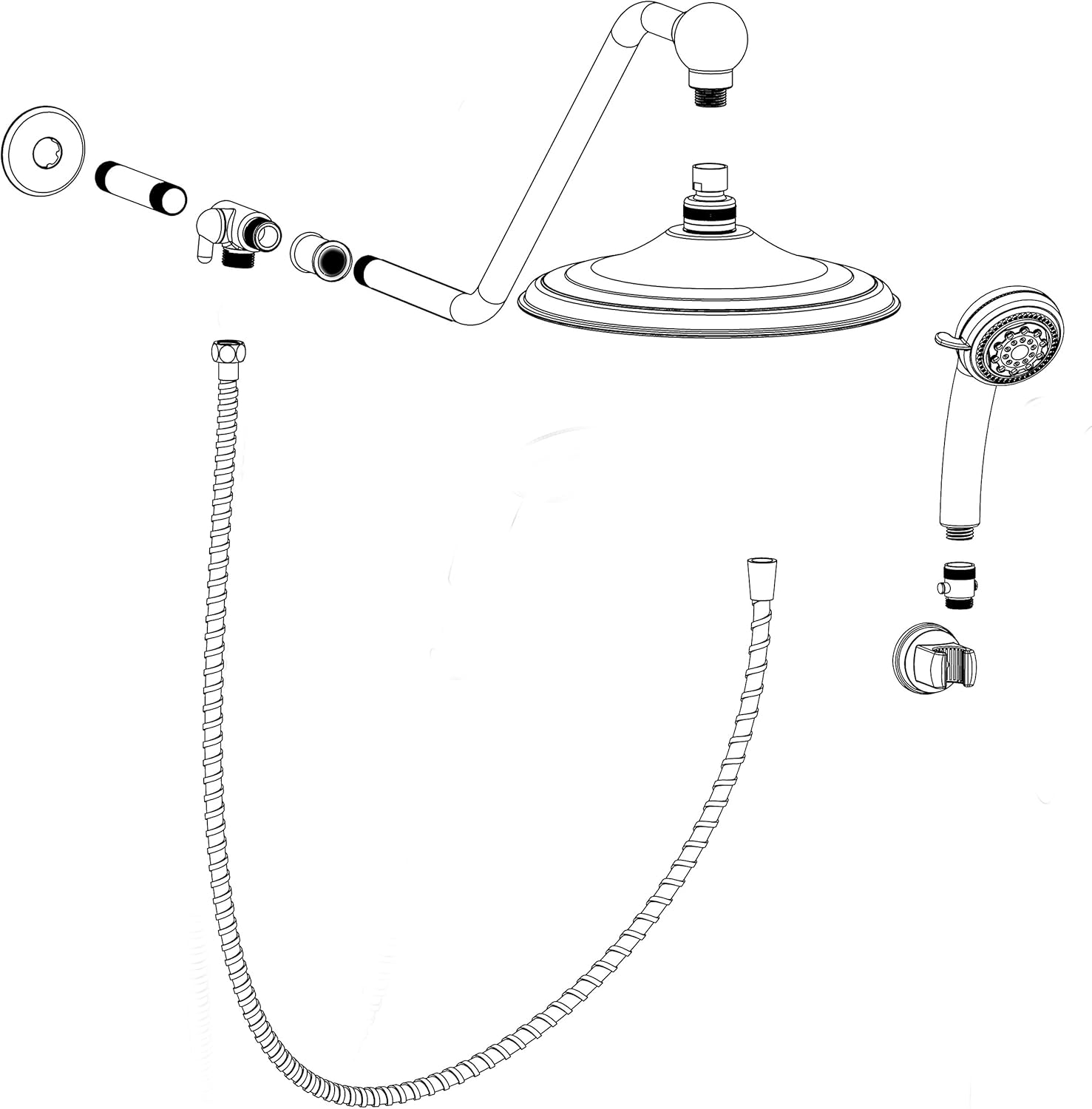 Atlantis 6 Brushed Nickel Rain Showerhead Combination