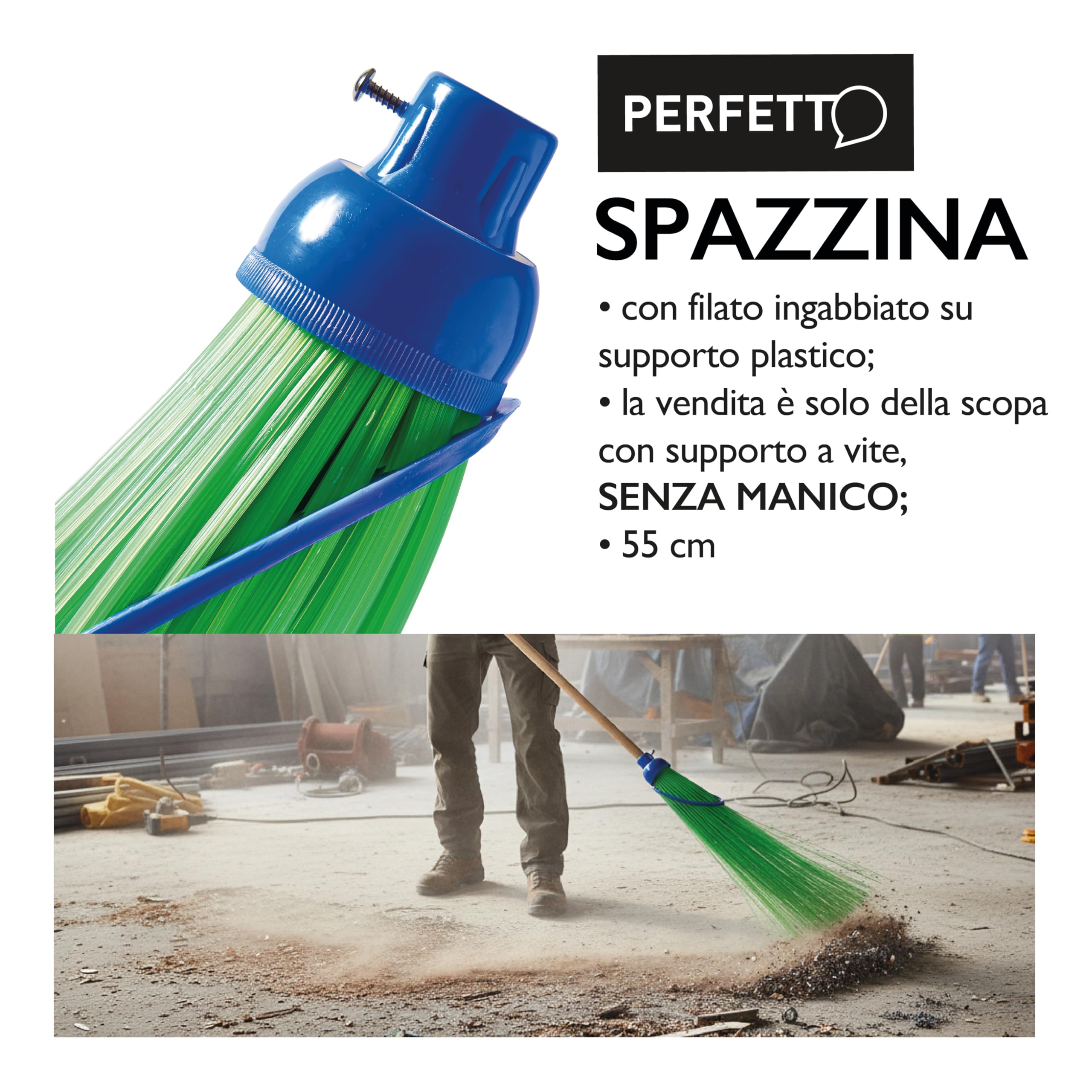 Perfetto Scopa Spazzina Senza Manico 55 cm do Giardinaggio