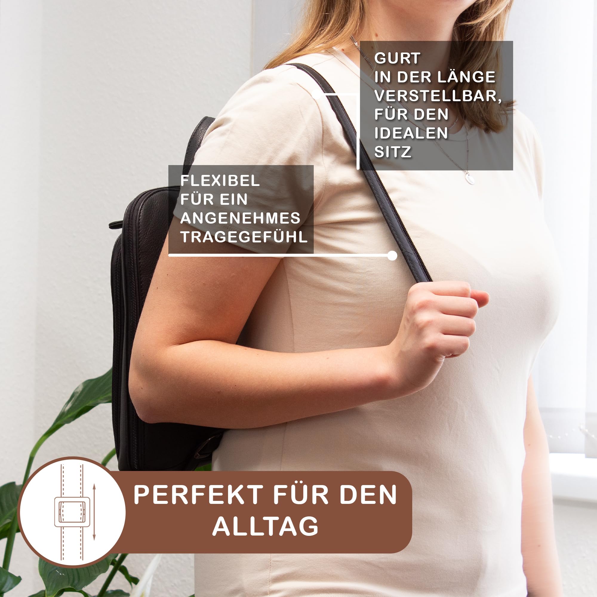 STILORD Damen-Rucksack aus Leder schwarz - Vintage Tagesrucksack - Frauen-Rucksack - Kleiner Echtleder-Rucksack - Handtasche May