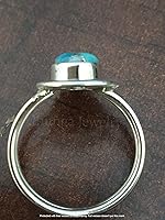 Vista 5 de Anillo azul de cobre turquesa, plata de ley 925, anillo en forma de media luna, anillo de dos bandas, Boho Chic, joyería de boda de promesa, anillo