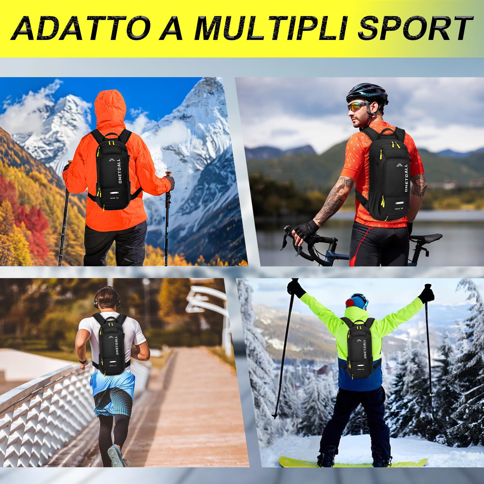 LOCAL LION Zaino MTB, Zaino Bicicletta 10L con Cappuccio Impermeabile e Copricasco, Zaini Ciclismo Leggero, Zainetti Mountain Bike Traspirante Uomo Donna per Sciare Enduro Trail Running Moto Trekking