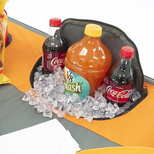 Miniatura 3 de Creative Outdoors Mesa plegable con enfriador integrado, mesa de campamento portátil para exteriores con 4 portavasos y marco de acero duradero,