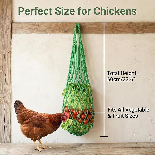 Foto 5 de 6 de 4 Bolsas de Comida Colgantes para Gallinas, Patos y Gansos con Ganchos Prácticos