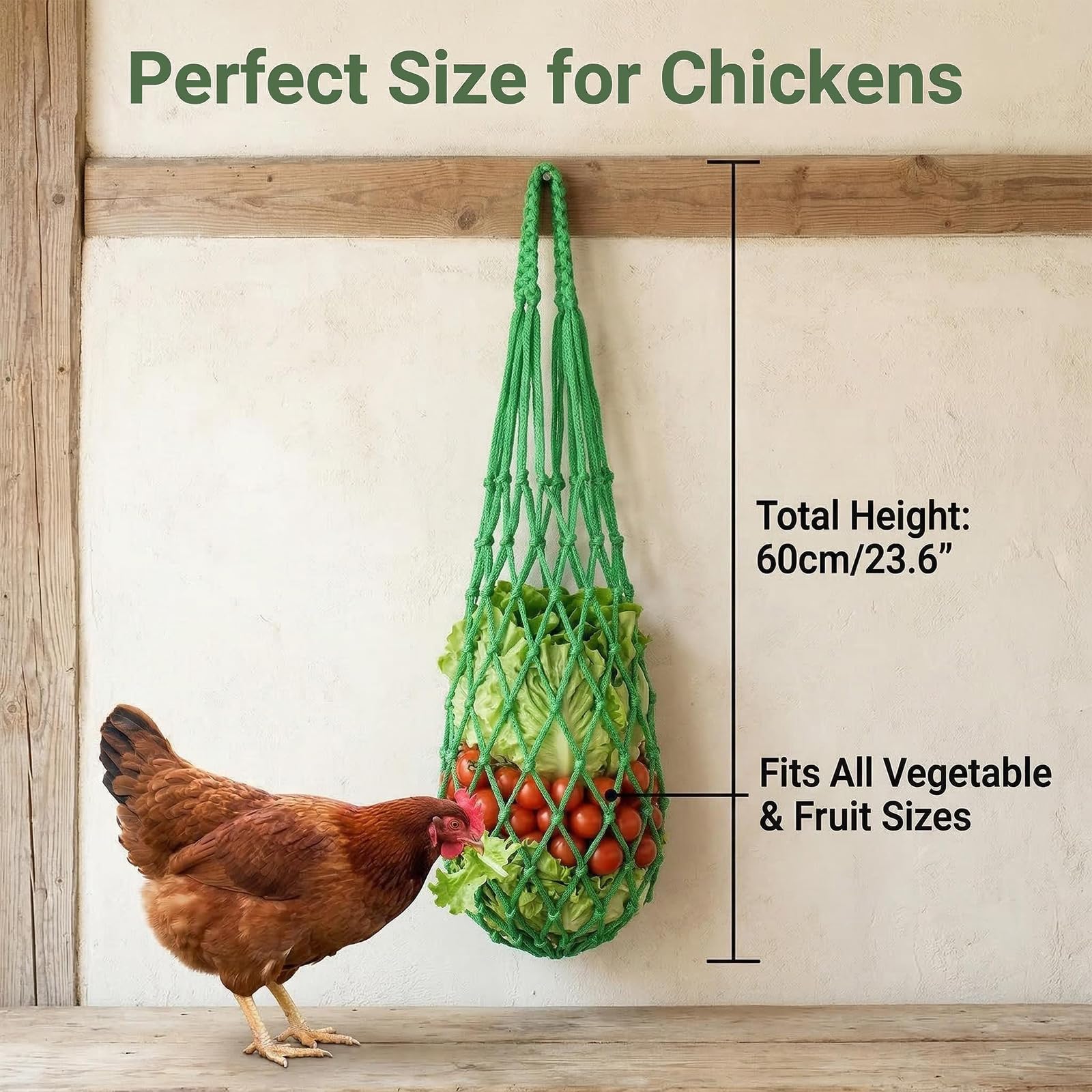 4 bolsas de comida colgantes para gallinas, patos y gansos con ganchos prácticos, accesorios y juguetes para aves de corral — view 5