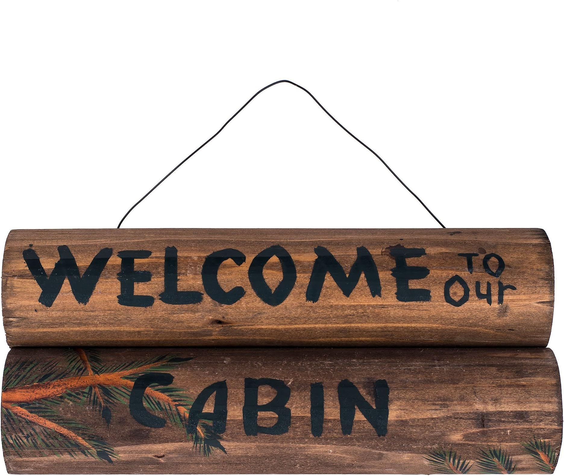 Welcome to Our Cabin Wood Log Wall Sign - 13" x 6"