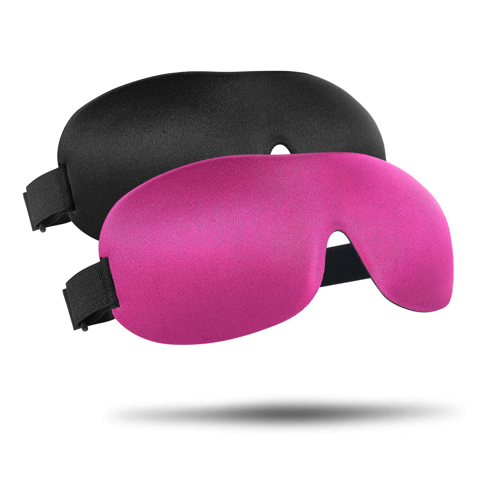 2 Maschere Per Dormire 3D Morbide - Blackout Totale Con Cinturino Regolabile - Per Donna E Uomo - 2