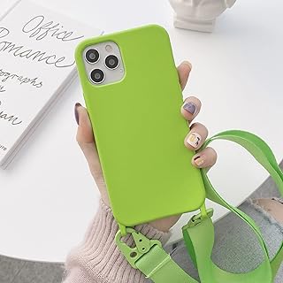 Bakicey Funda de silicona líquida para iPhone 13, collar ajustable, funda de silicona para teléfono móvil con elegante cordón para colgar, funda protectora para iPhone 13, color verde