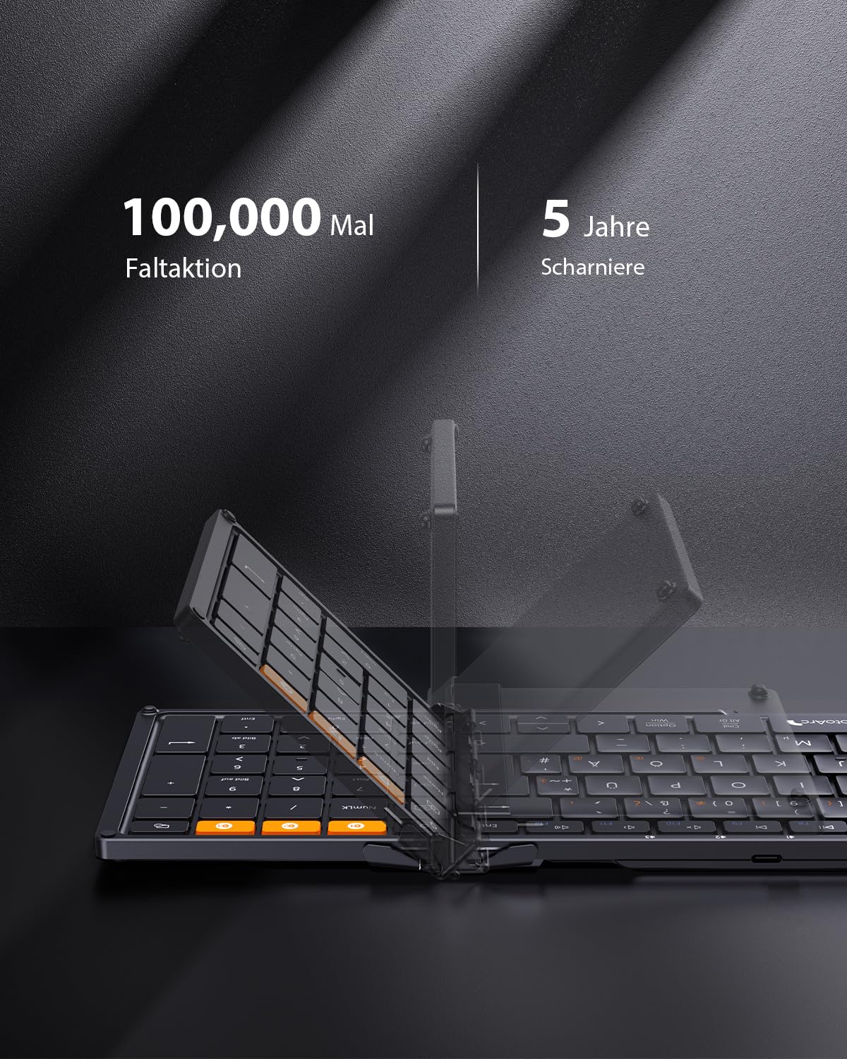 Keyboard Foldable Bluetooth XK01 Black Pollice Foldibile - Dettaglio