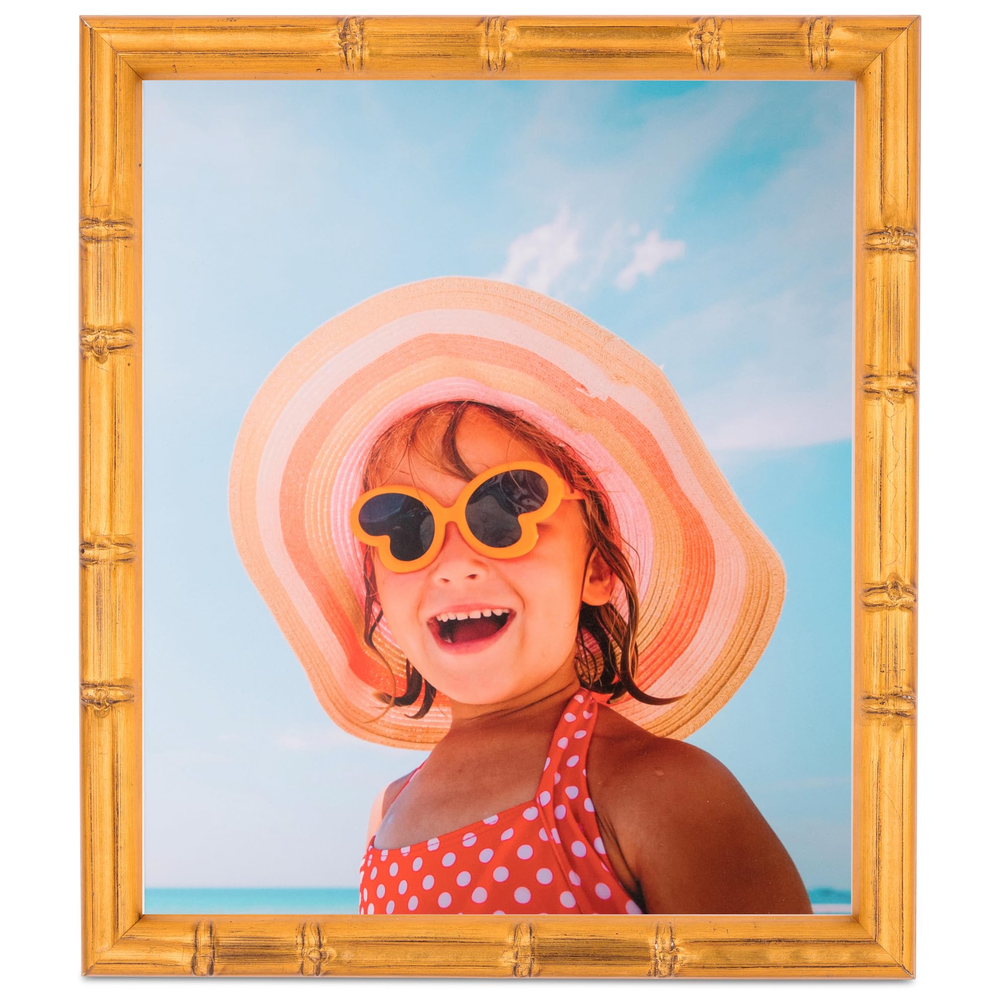ArtToFrames 12x16 Inch Gold Picture Frame, This 1.00 Inch Custom Wood Poster Frame is 1" - Gold Bamboo Large - Comes with Foam Backing 3/16 inch and