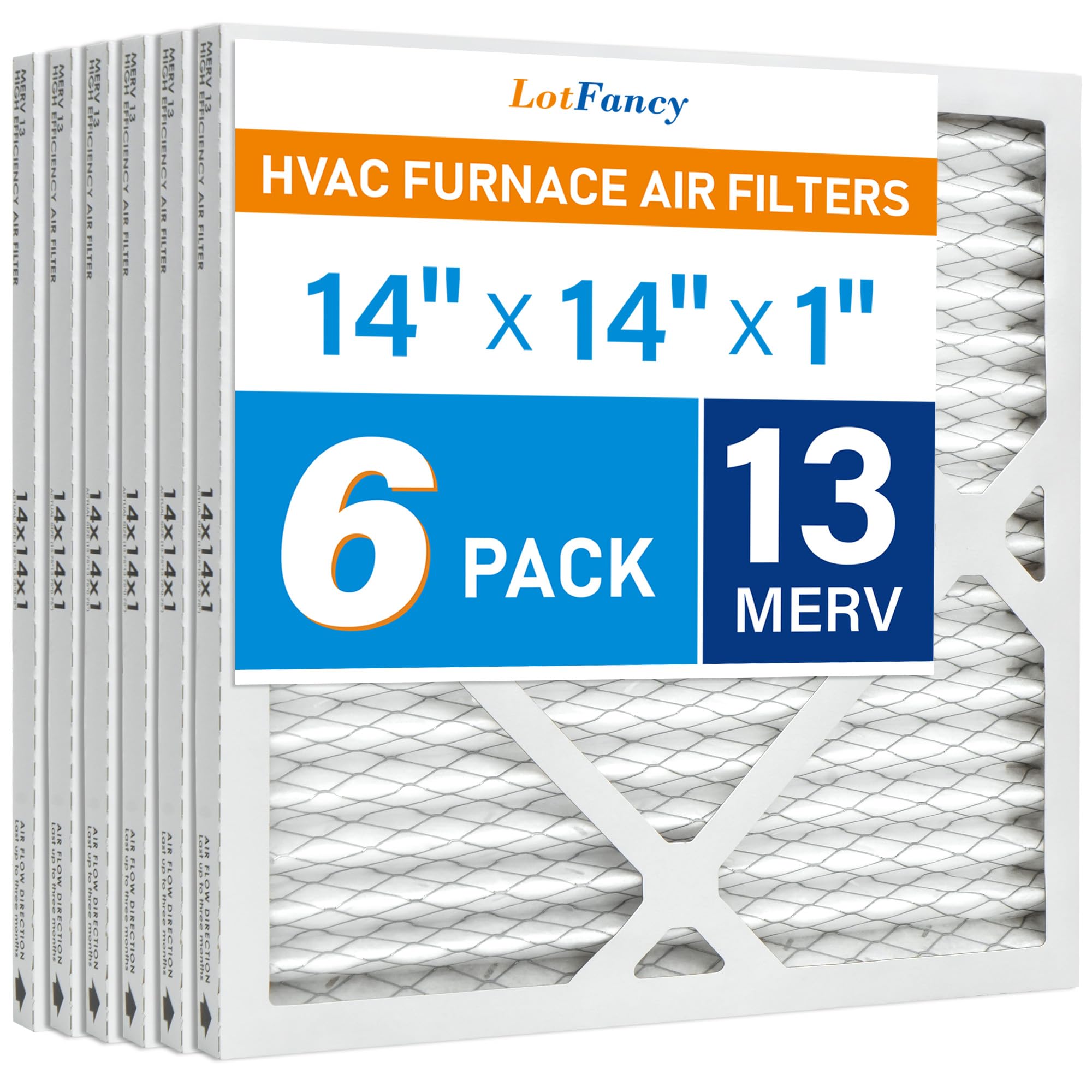 LotFancy Filtri aria 14 x 14 x 1, filtri aria MERV 13 AC, confezione da 6 filtri HVAC pieghettati (dimensioni effettive: 35 x 35 x 1 cm)