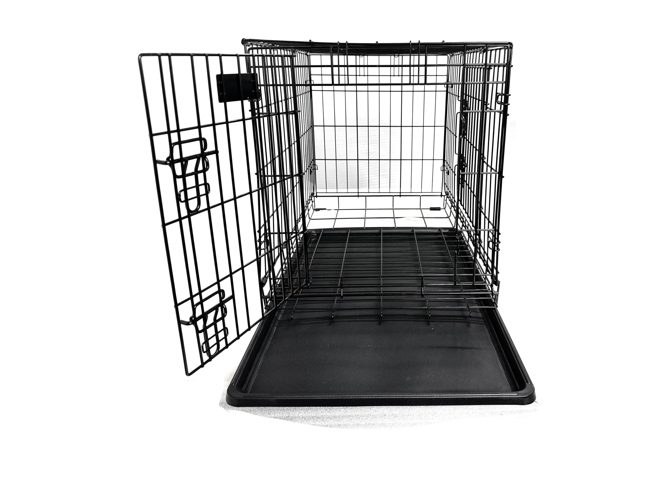 Simply Maison Hundekäfig M – klappbare Transportbox aus Metall, Stabiler Hundekäfig mit Kunststoff-Bodenschale, für kleine bis große Hunde & Katzen, schwarz | Größe M | 76cm(L) x48,5cm(B) x53cm(H)