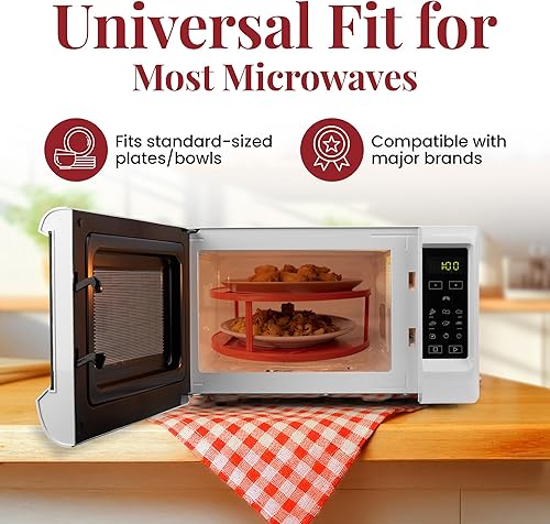 Miniatura 8 de DoubleWave Mini apilador de platos de microondas de 2 niveles para microondas pequeños, sin BPA, apilador de platos fríos para microondas y