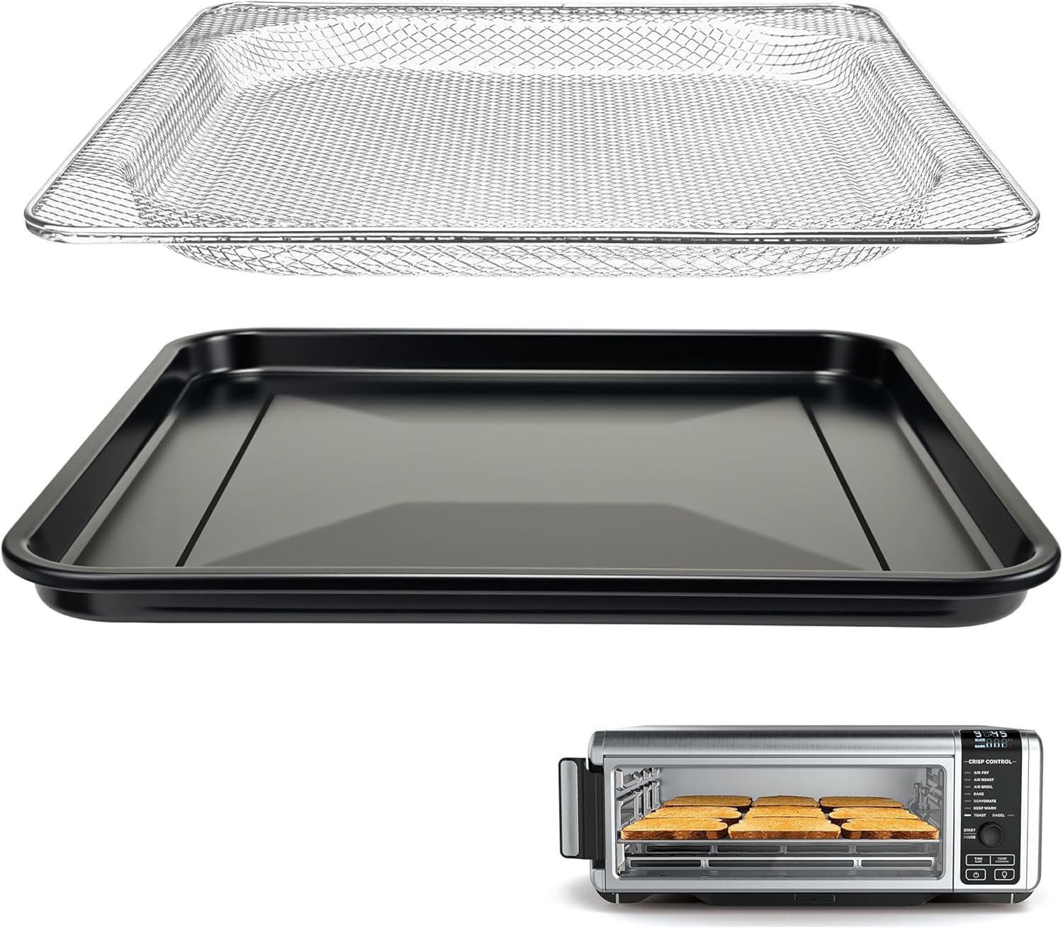 Replacement Baking Pan Air Fryer Basket only for Ninja Foodi SP101 Air Fryer Oven, Stainless Steel Mesh Basket and Non-stick Baking Tray for Ninja Digital Air Fry Countertop Oven - Thumbnail 3