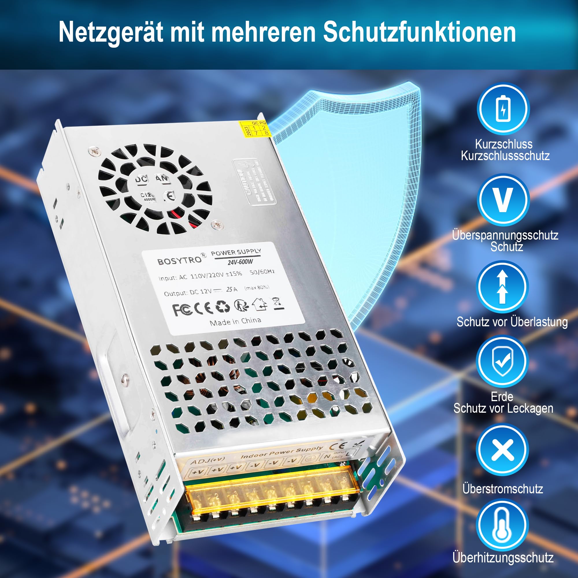 24 V 25 A 600 W Schaltnetzteil, 24 V uniwerzalny regulator AC110/220 V (SMPS), transformator LED do drukarki 3D, system CCTV, radio, projekt komputerowy