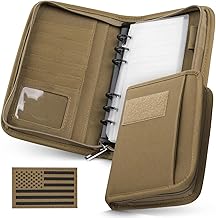 WYNEX Tactical Notebook Padfolio Ring Binder - Refillable 6-Ring A6 Binder, Zip Hardcover Notebook with 45 Pages, Water-Resistant Notebook Cover for Planners, College, Office, Field, Gift