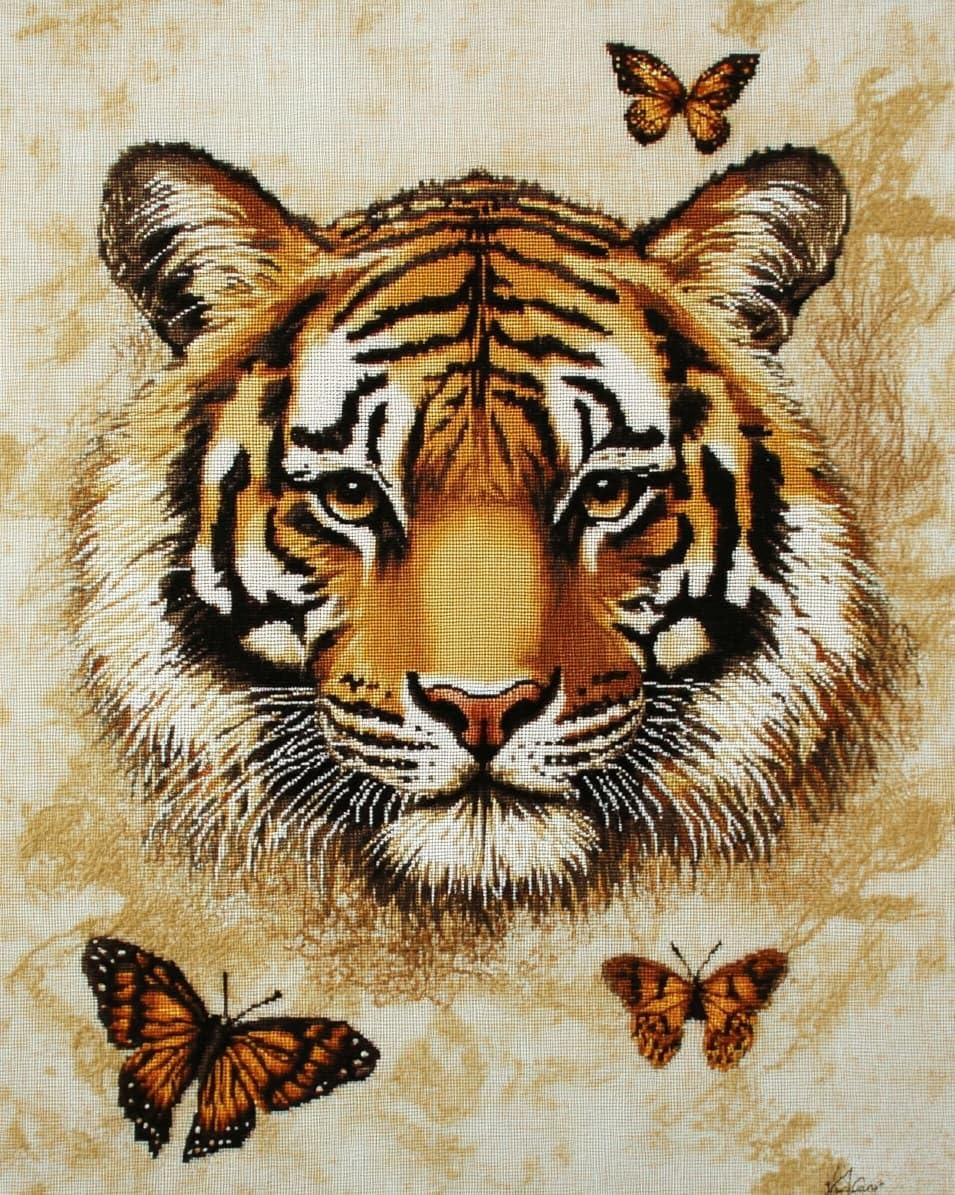 WallustrioaW Cross Stitch Embroidery Kits for Adults,Animal Tiger,Embroidery Starter Kits 11CT Stamped Cross Stitch DIY Crafts Gift,16x20in