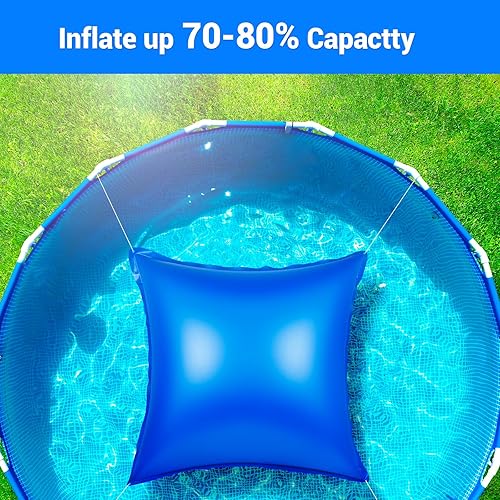 Miniatura 5 de Almohadas de aire de piscina de 4 x 4 pies para piscinas sobre el suelo, almohada de aire gruesa resistente al frío, almohadas de cierre de invierno