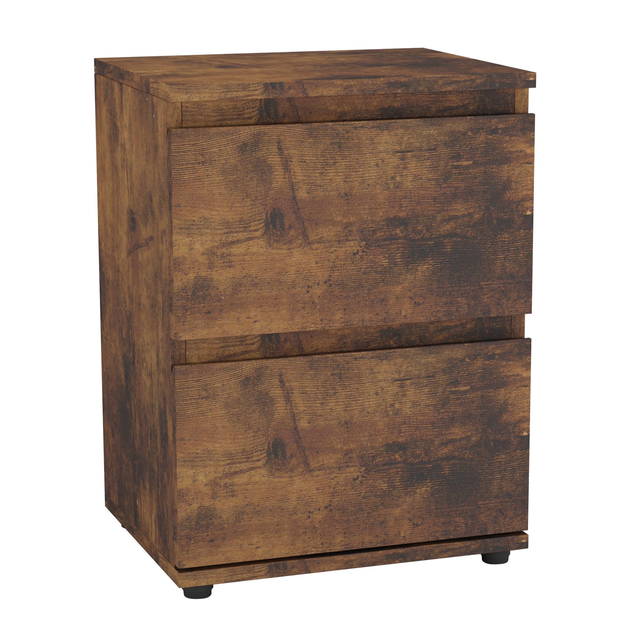 URBNLIVING 2 Drawer Wooden Bedroom Bedside Cabinet No Handle Storage Nightstand Side Table