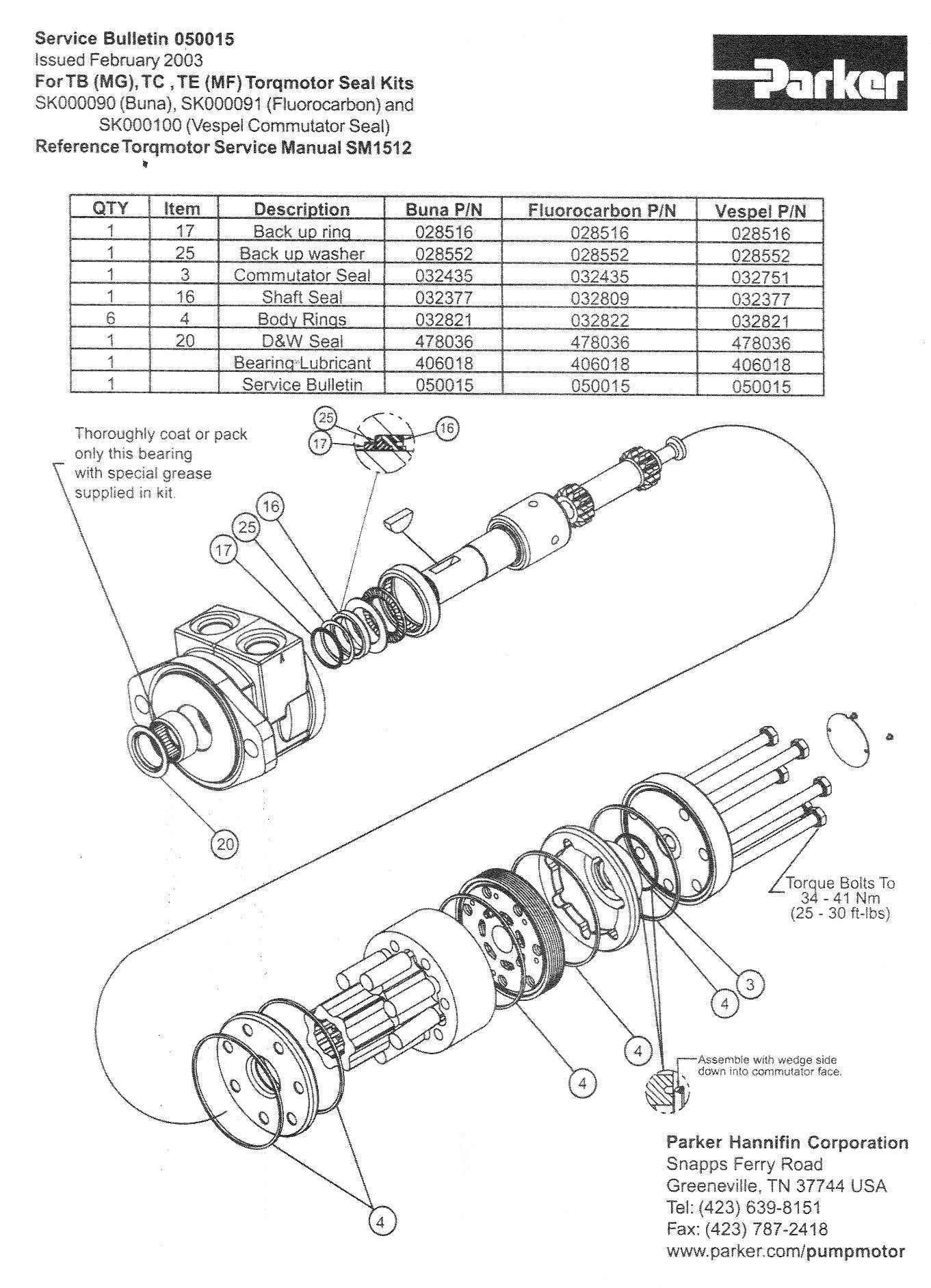 CWH V20SK - Seal Kit for V20 and V20F Series Pump