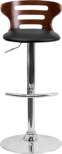 Miniatura 8 de Flash Furniture Taburete de bar de altura ajustable con tres ranuras en la parte trasera y asiento de vinilo negro