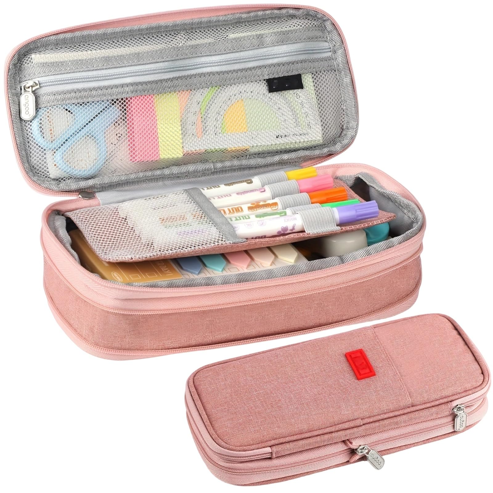 Large Capacity Canvas Pencil Case with Zipper for Women & Men B