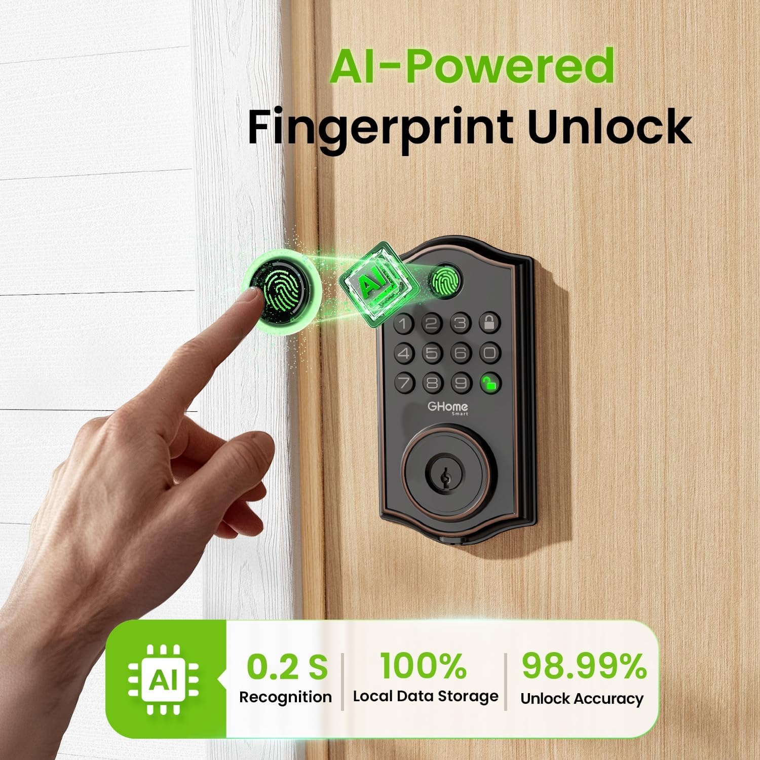 GHome Smart KD30B Deadbolt Lock with Keypad Fingerprint Keyless Entry Door Locks for Front Doors with APP Control Auto Lock for Home Rental House Apartment GHome Smart KD30B Deadbolt Lock with Keypad Fingerprint Keyless Entry Door Locks for Front Doors with APP Control Auto Lock for Home Rental House Apartment
