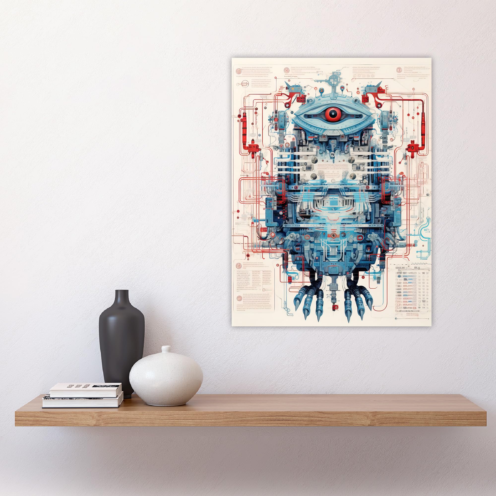 Artery8 Bird Robot Hybrid Schematic Blueprint Futuristic Large Wall Art Poster Print Thick Paper 18X24 Inch - Image 4