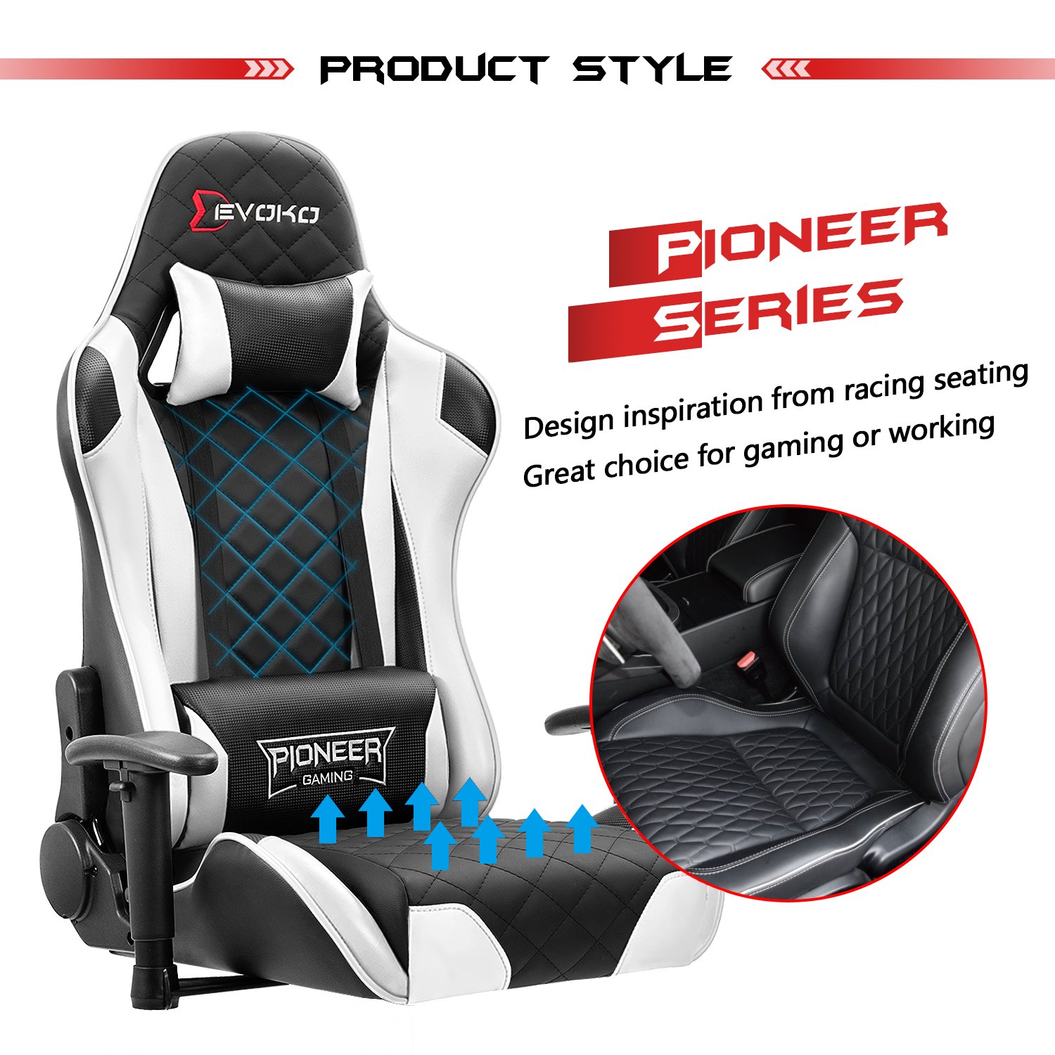 Devoko Gaming Chair Racing Style High Back Computer Chair with