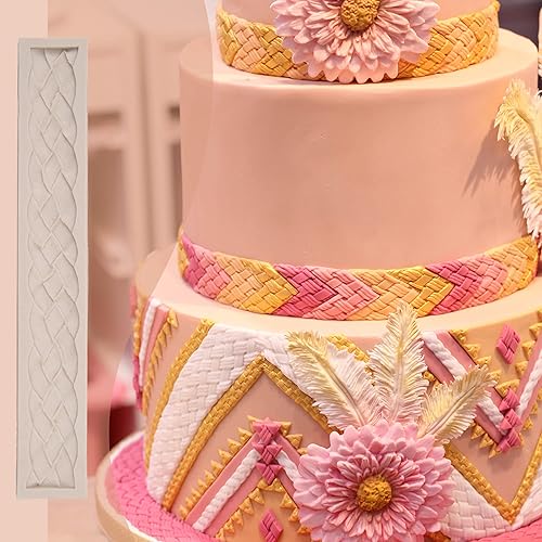 Miniatura 5 de Molde de silicona de cuerda, paquete de 2 tiras de arcilla polimérica con borde de encaje, para decoración de pasteles, decoración de cupcakes