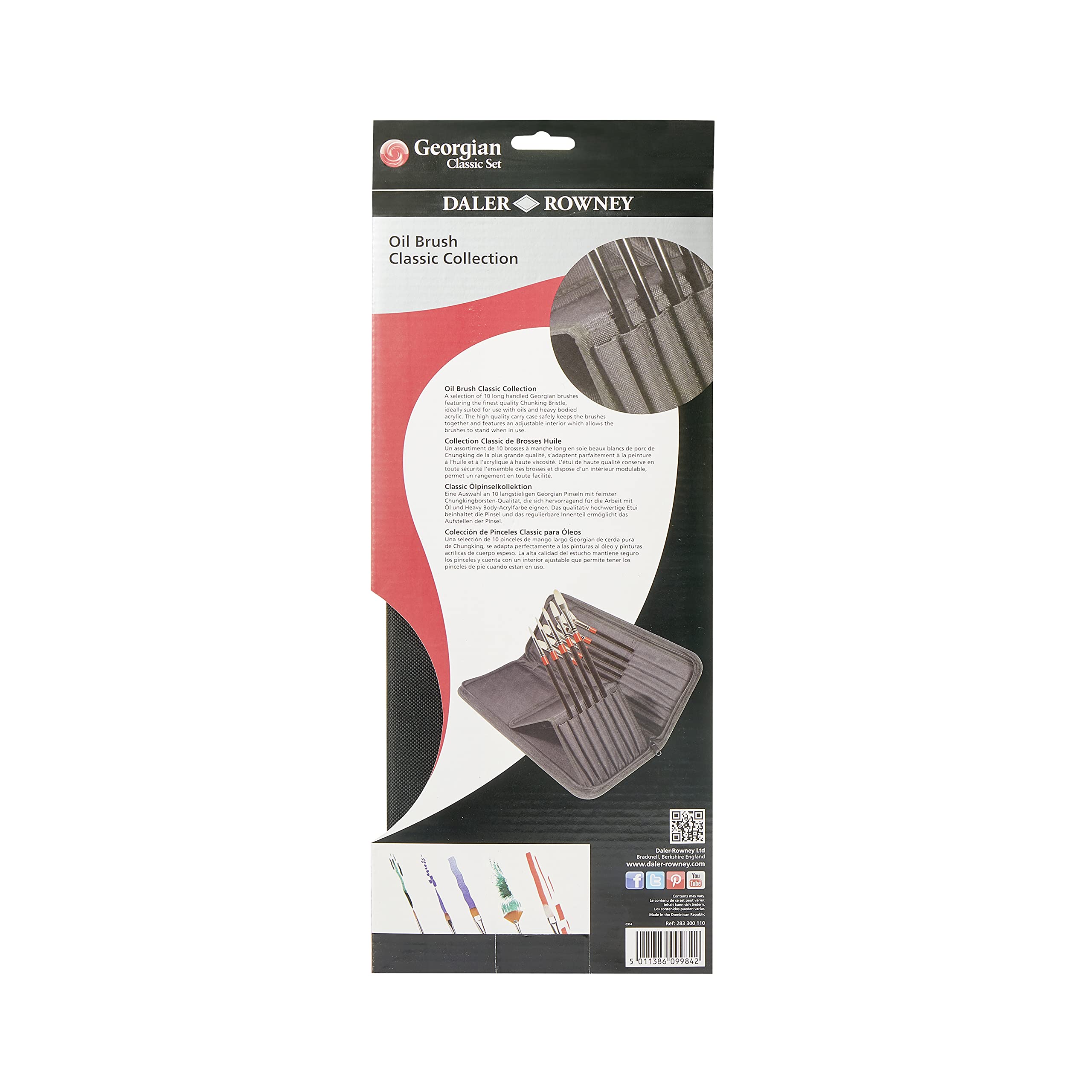 Daler Rowney Georgian - Etui zippé de 10 pinceaux classiques pour peinture à l'huile