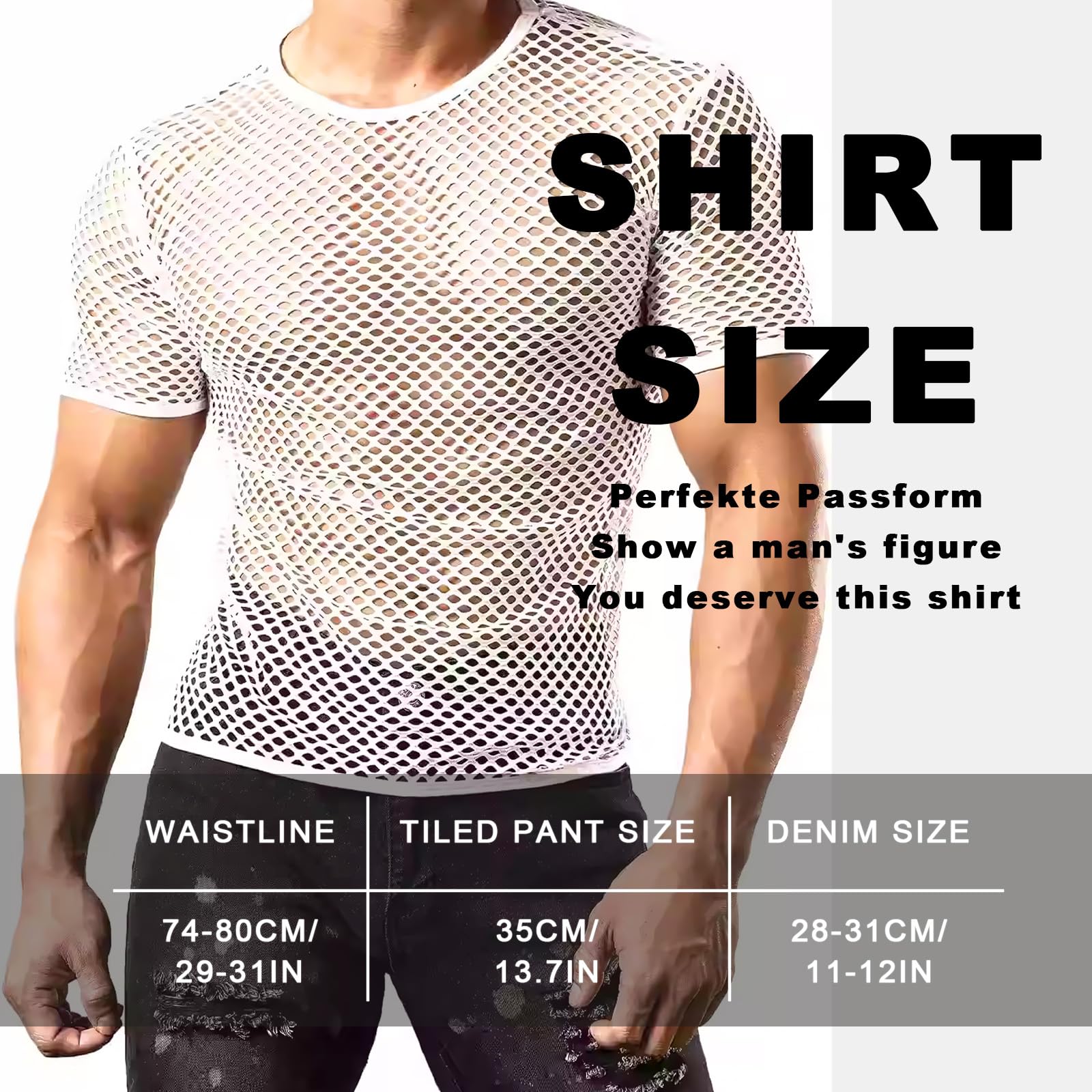 Hombre Camiseta de Malla Interior Sexy Hueca Ejercicio (Blanco)