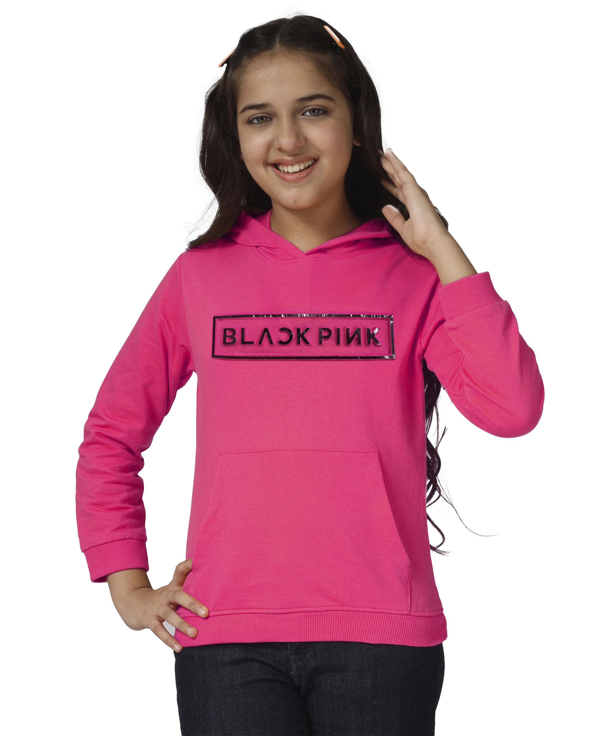 KYDA KIDS® Girls Cotton Hooded Neck Hoodies - Sweatshirt with Hoodies Full Sleeves Girls Winter Wear, Long Sleeve Sweatshirts for Girl - Regular Fit Pink