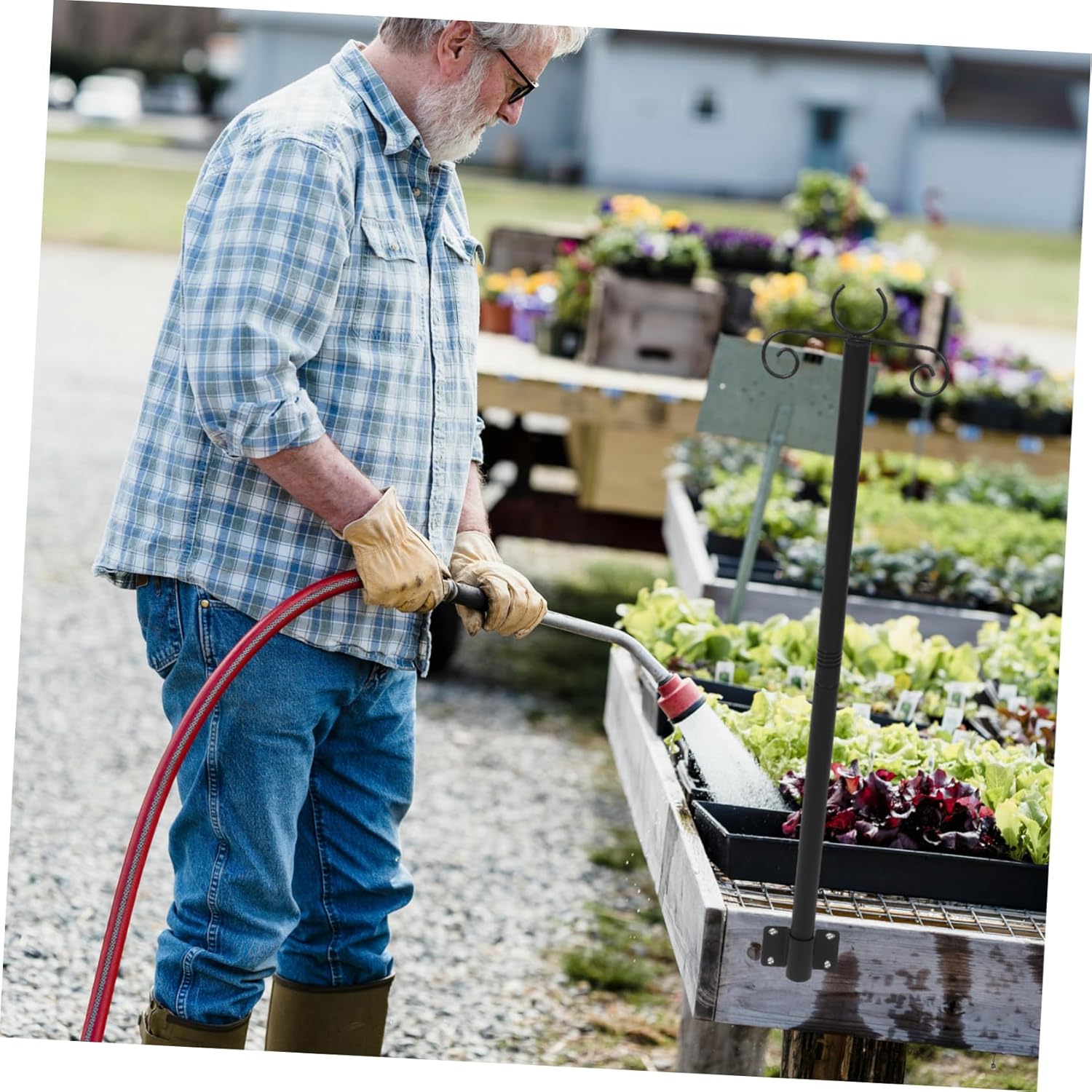 2sets Outdoor String Light Hanging Poles and Bird Feeder Holder Heavy Duty Support Rods for Gardens Patios Fences and Terraces