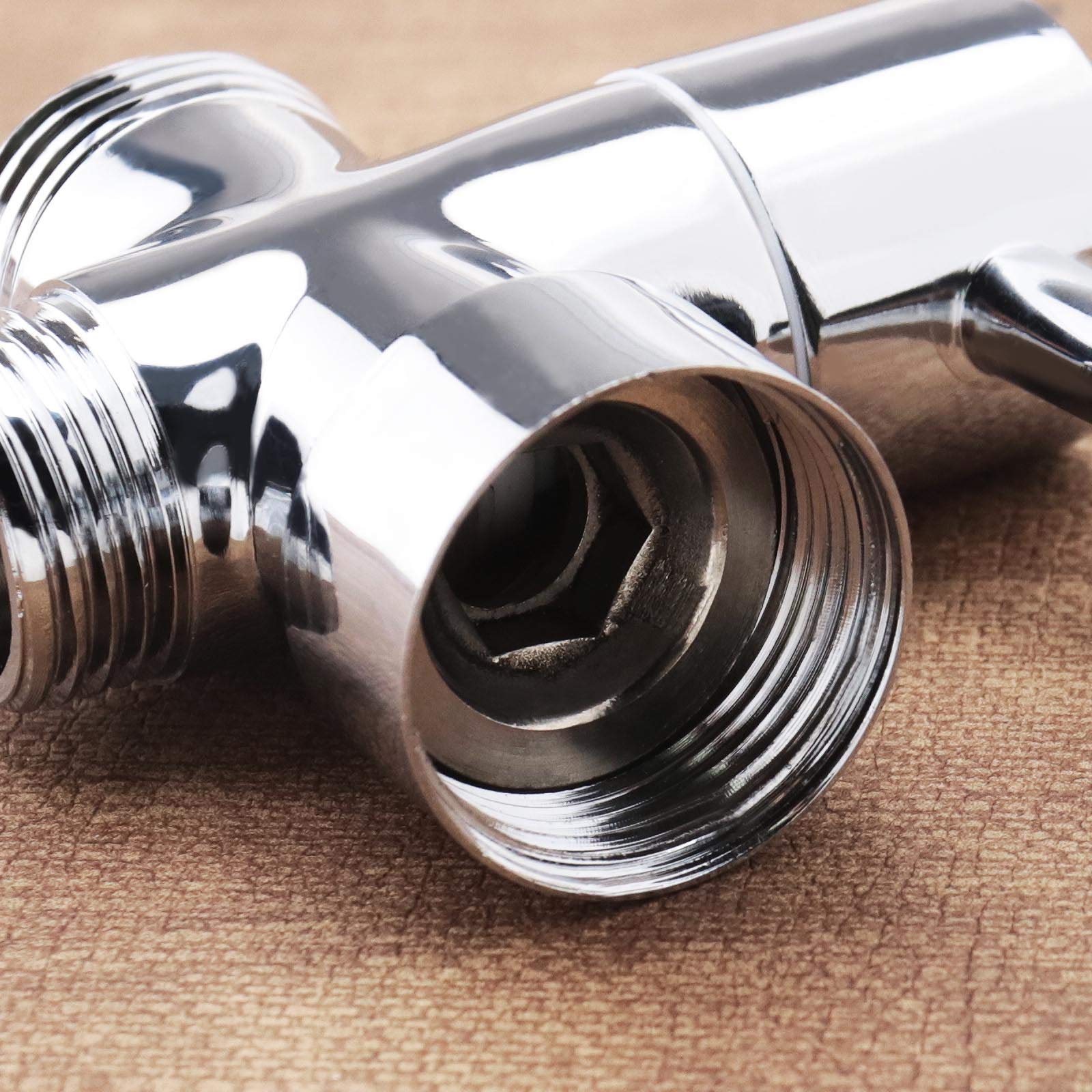 Create idea Válvula de Baño Desviada Cromada Adaptador en T BSP de 3/4" Y 1/2" para Termostato Mezclador