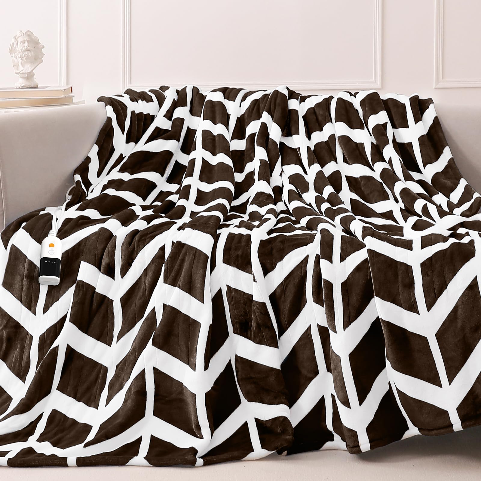 VENTIMI Heated Blanket Full, 9 Heat Levels & 2-10 Hours Auto Off, Coffee