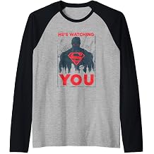 Superman He's Watching You Raglan Baseball Tee