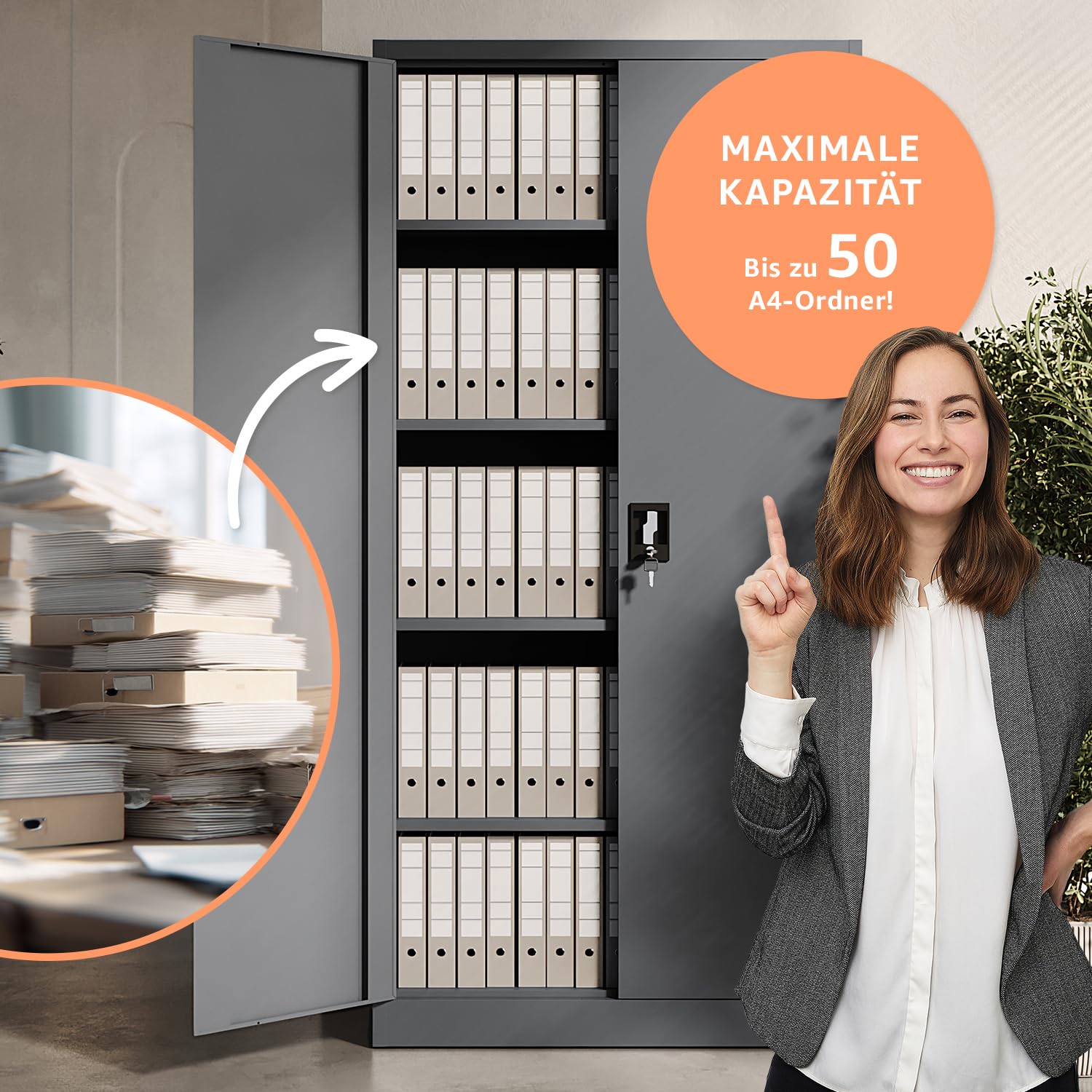 murando - Metallschrank abschließbar, Werkstatt, Umkleide