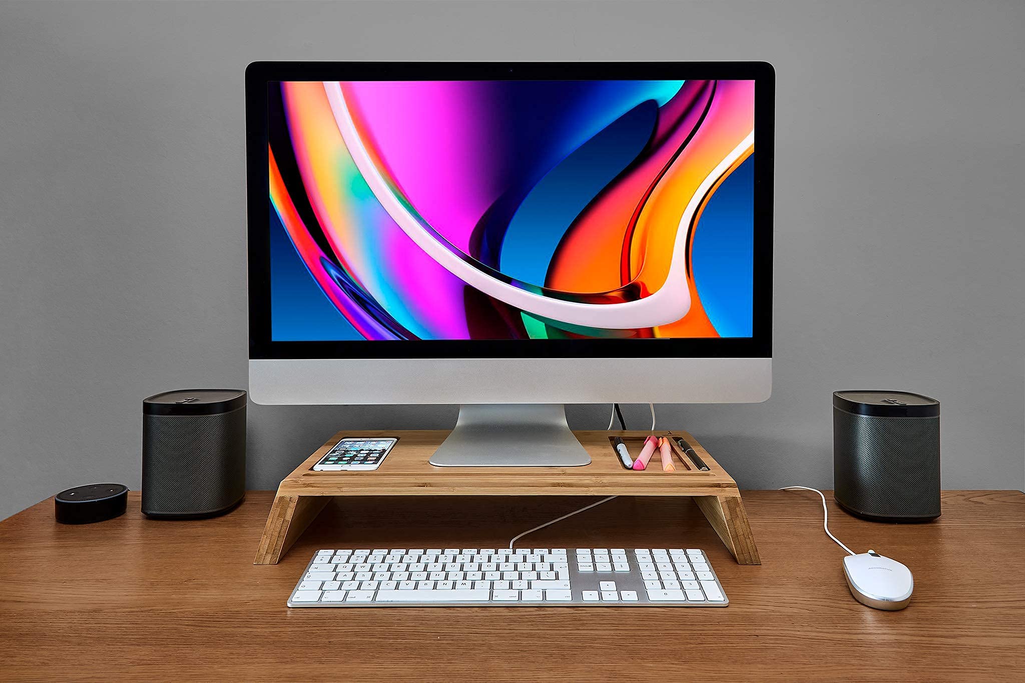 Buy TickleBrick Bamboo Wood Monitor Stand, docking station, monitor