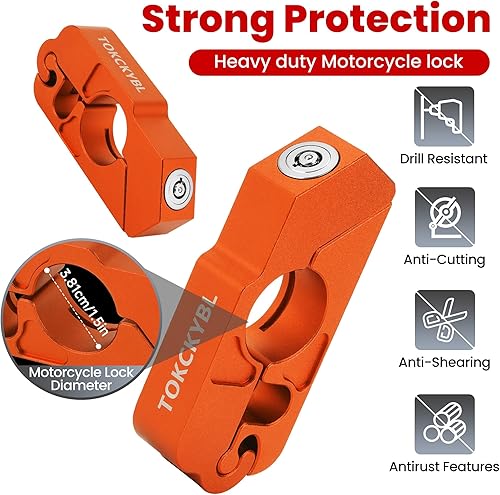Miniatura 4 de Cerradura de motocicleta, casco antirrobo, bloqueo de freno y manillar, universal para motocicletas, cuatrimotos, motos de cross, ciclomotores,