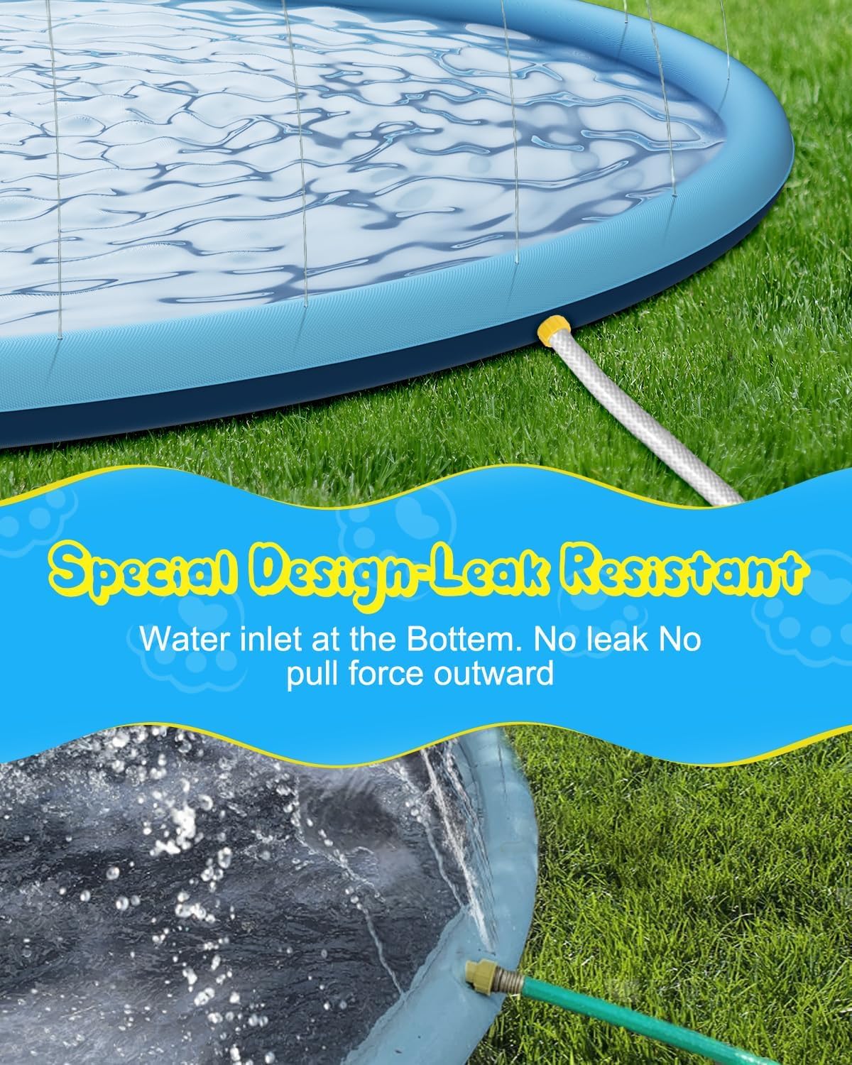 Raxurt Splash Pad for Kids and Dogs, 157'' Super Large Anti-Slip Splash Sprinkler Pad for Baby Toddler, Thicken Splash Pad Dog Pool Summer Outdoor Water Toys