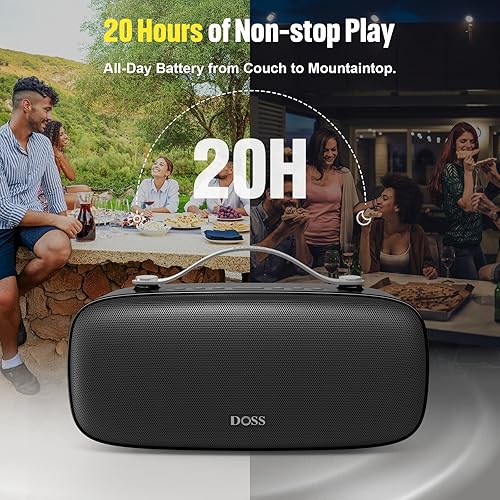 Miniatura 4 de DOSS Extreme Boom Pro D300 - Altavoz Bluetooth, sonido inmersivo de 80 W, ecualizador profesional de 3 modos, tiempo de reproducción de 20 horas,