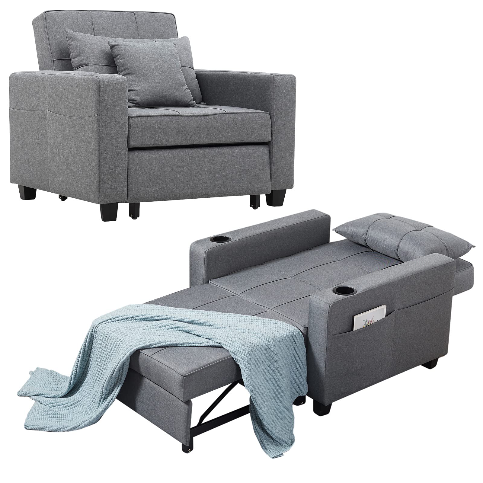 Buy DURASPACE Futon Chair Bed er Convertible Chair 3in1 Pull Out er Chair Beds with USB Ports