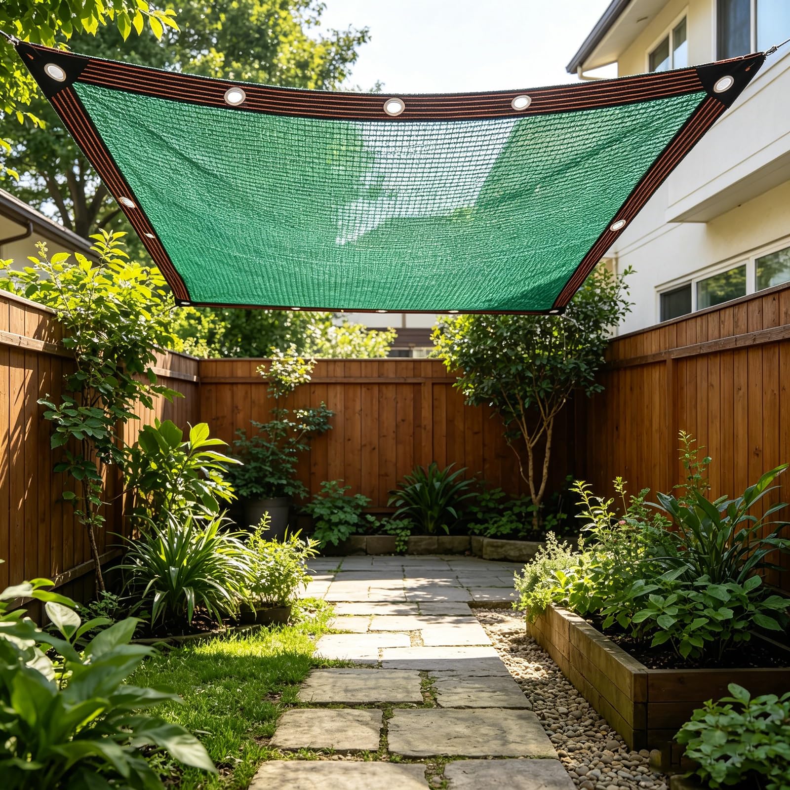 Toile d'ombrage HDPE 4x7m, Filet d'ombrage pour jardin 50% avec œillets, Bâche d'ombrage 2x4m, 5x7m, 7x12m, 8x20m
