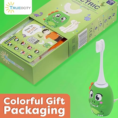Miniatura 7 de Trueocity Cepillo de dientes en forma de U para niños, cepillo de dientes automático recargable para niños pequeños, cabezal de cepillo de silicona