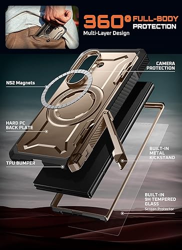Miniatura 8 de SUPCASE Funda para Samsung Galaxy Z Fold 7 con soporte (agarre UB), compatible con MagSafe Protector de pantalla de vidrio templado integrado